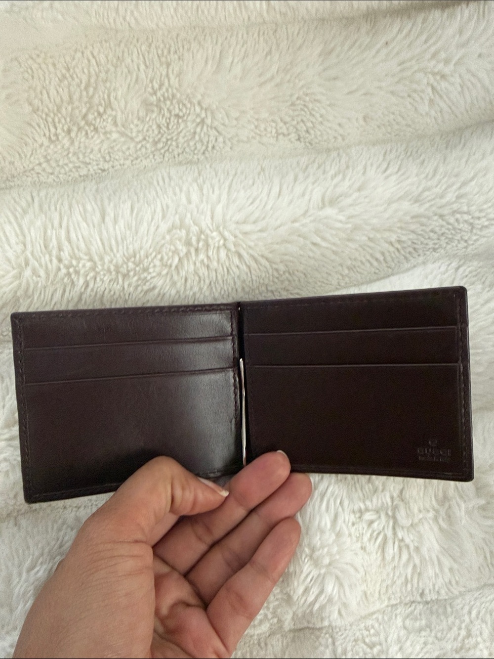 Gucci Brown & Beige GG Canvas Card Holder with Silver Emblem - Picture 3 of 5